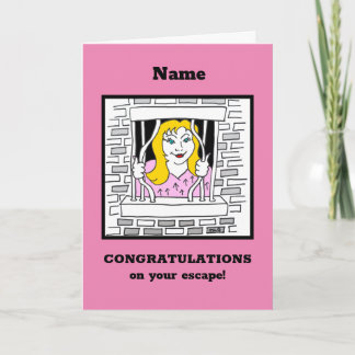 Congratulations Sorry Leaving Escape Blond Woman Card