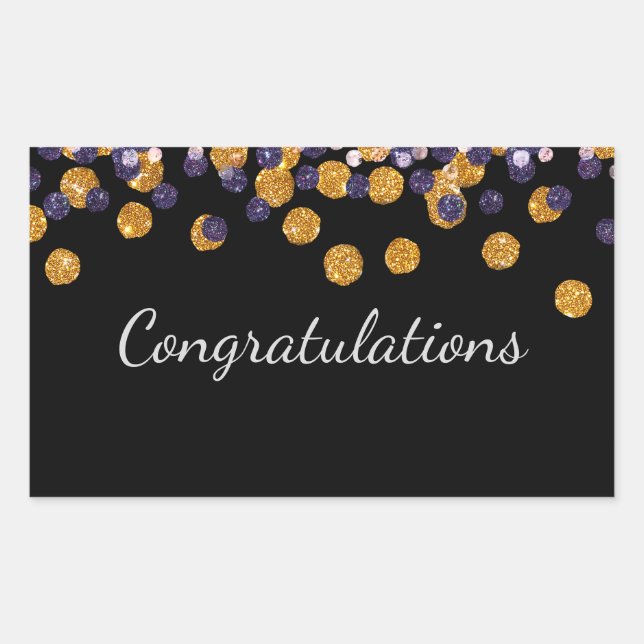Congratulations Sparkle Rectangular Sticker (Front)