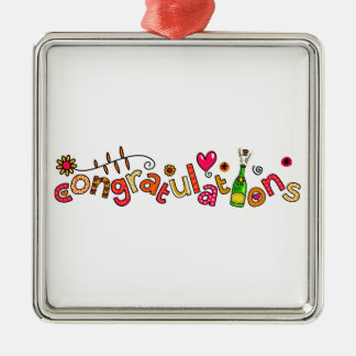 Congratulations Special Occasion Doodle Text Metal Ornament