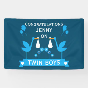 Congratulations Stalk Delivery Twin Boy Banner
