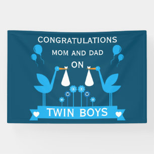 Congratulations Stalk Delivery Twin Boy Banner