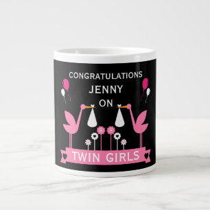 Congratulations Stalk Delivery Twin Girls Large Coffee Mug