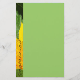 Congratulations! stationery Yellow Green Sunflower