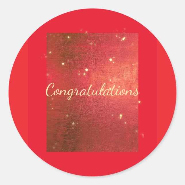 Congratulations Sticker - Red Gold Glitter Sticker (Front)
