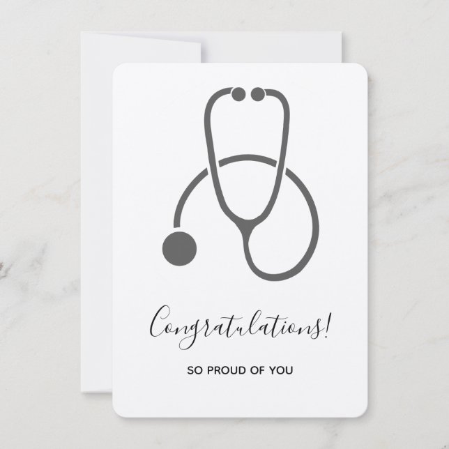 Congratulations Stylish Grey Steth Grad Invitation (Front)