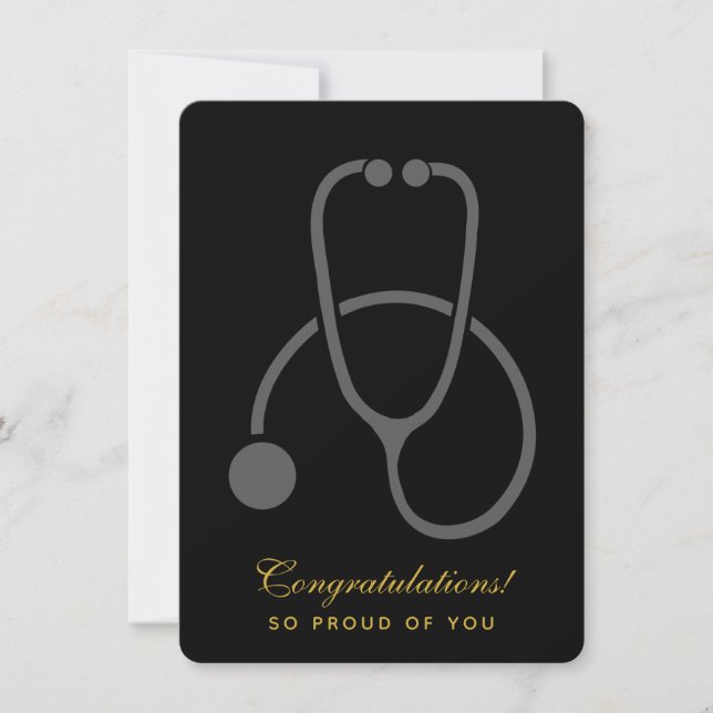 Congratulations Stylish Grey Stethoscope Grad Invitation (Front)