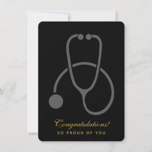 Congratulations Stylish Grey Stethoscope Grad Invitation