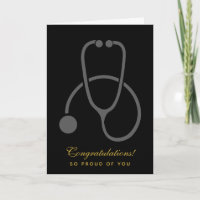 Congratulations Stylish Grey Stethoscope on Black