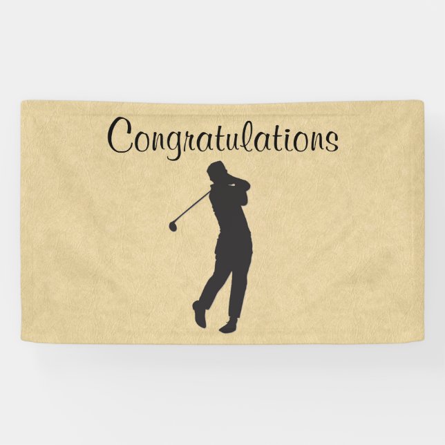 Congratulations Tan Leather Golf Design Banner (Horizontal)