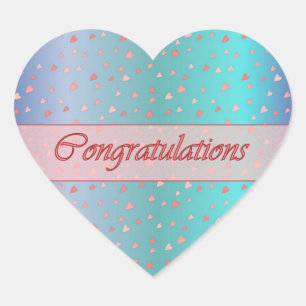 Congratulations Tiny Hearts Pink Blue Sticker