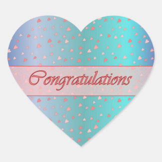 Congratulations Tiny Hearts Pink Blue Sticker