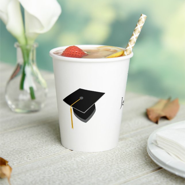 Congratulations to Graduate with Grad cap Paper Cups (Insitu)
