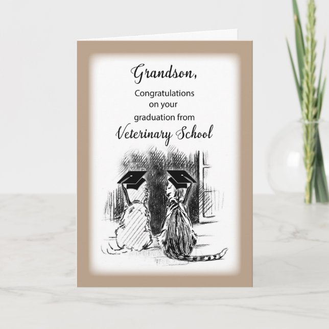 Congratulations to Grandson Veterinary School Gra Card (Front)