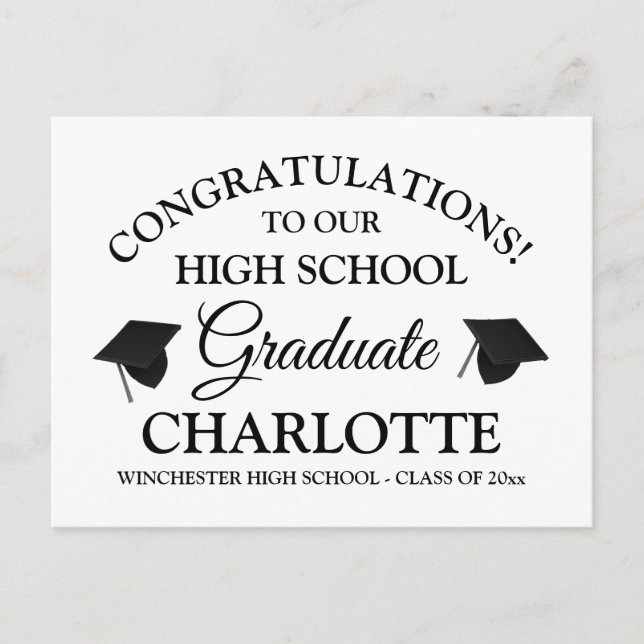 Congratulations to our graduate custom black white postcard (Front)