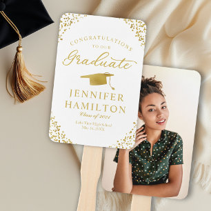 Congratulations To Our Graduate Gold Confetti Han Hand Fan