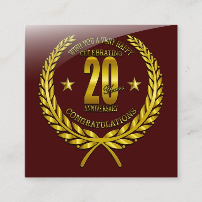 Congratulations to the 20th Anniversary Enclosure Card (Front)
