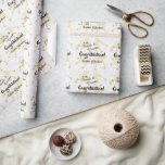 Congratulations to the Bride and Groom Wedding  Wrapping Paper<br><div class="desc">Elegant Wedding Gift Wrap with gold hearts and champagne glasses on white damask background. Also great for anniversaries. Change the words to your liking. 📌If you need further customisation, please click the "Click to Customise further" or "Customise or Edit Design"button and use our design tool to resize, rotate, change text...</div>