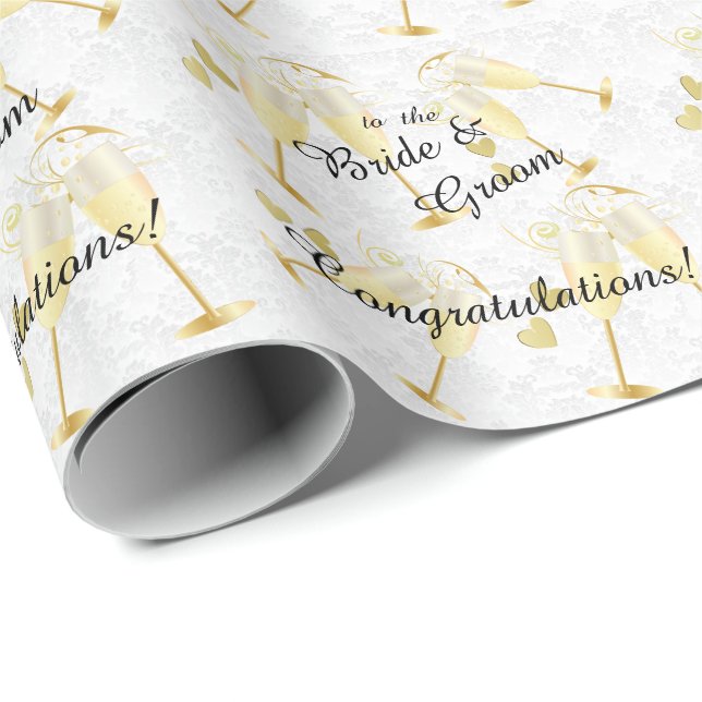 Congratulations to the Bride and Groom Wedding Wrapping Paper (Roll Corner)