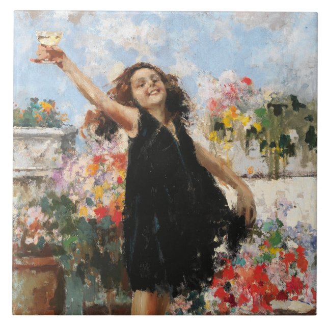 Congratulations Toast (by Vincenzo Irolli) Ceramic Tile (Front)