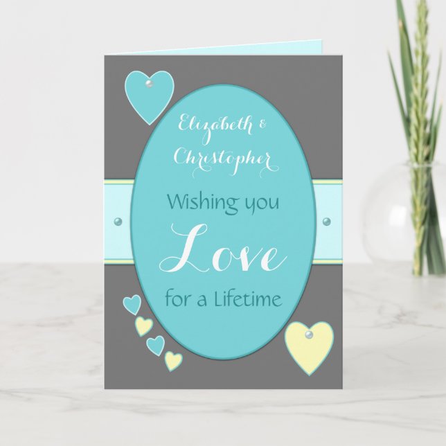 Congratulations turquoise Wedding Day greeting Card (Front)