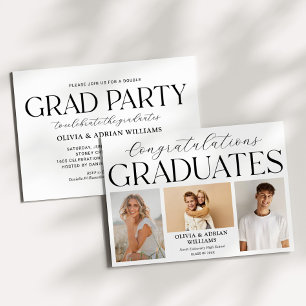 Congratulations Twin Graduates Photo Graduation Invitation