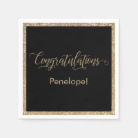 Congratulations Typography Gold Glitter and Black