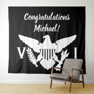 Congratulations US Virgin Islands Flag Black White Tapestry