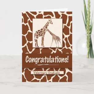 Congratulations Veterinary Graduate Giraffe Print Card