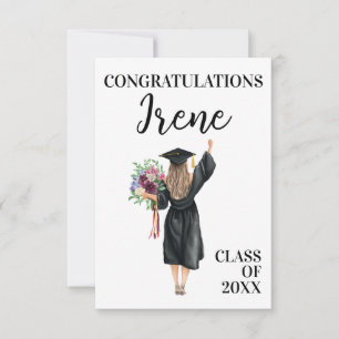Congratulations Watercolor Graduate Girl Flowers
