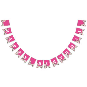 Congratulations Watercolor Pink Roses Ballerina Bunting