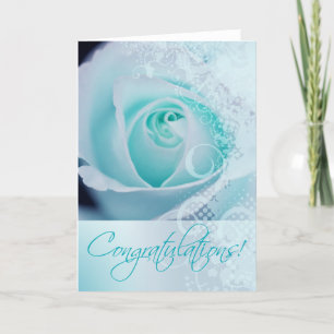Congratulations Wedding Bridal Lace Rose (aqua) Holiday Card