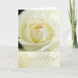 Congratulations Wedding Bridal Lace Rose (creme) Holiday Card