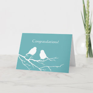 Congratulations Wedding Cute Sparrow Bird Blue Card