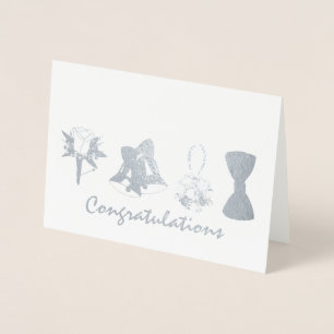 Congratulations Wedding Engagement Bell Flower Bow Foil Card