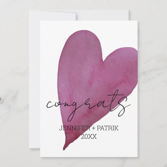 Congratulations Wedding Engagement Gift Heart Announcement (Front)