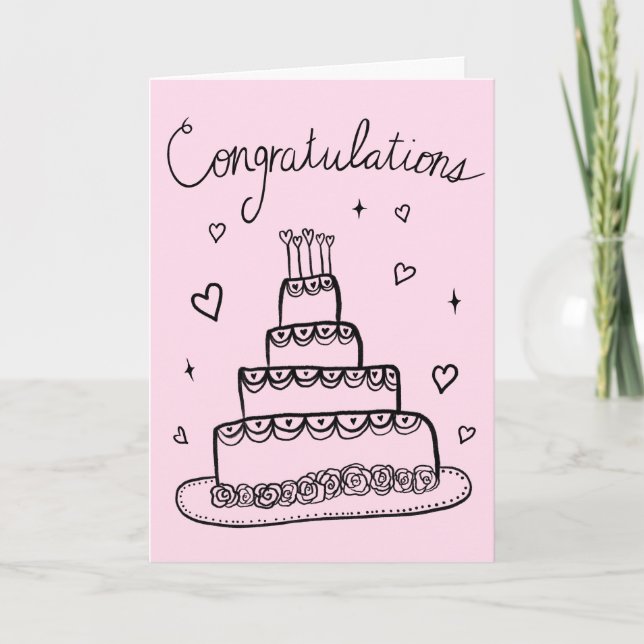 Congratulations Wedding Engagement Sketch Doodle  Card (Front)