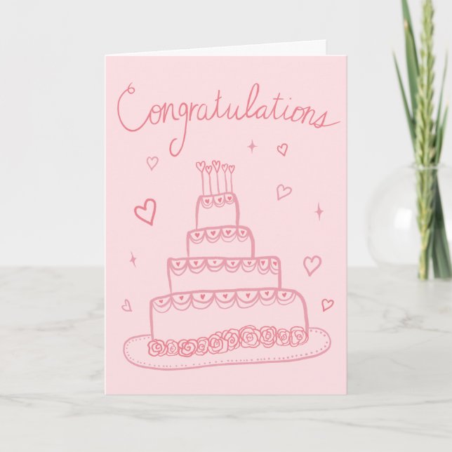 Congratulations Wedding Engagement Sketch Doodle  Card (Front)