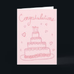 Congratulations Wedding Engagement Sketch Doodle  Card<br><div class="desc">Also available as a digital download to quickly email and save on postage. Sweet drawing of a pretty cake to congratulate someone on their wedding or engagement! Click on “Personalise” above to edit the inside text to suit your needs. Then click "edit using design tool" to adjust the fonts, colours...</div>