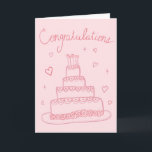 Congratulations Wedding Engagement Sketch Doodle  Card<br><div class="desc">Also available as a digital download to quickly email and save on postage. Sweet drawing of a pretty cake to congratulate someone on their wedding or engagement! Click on “Personalise” above to edit the inside text to suit your needs. Then click "edit using design tool" to adjust the fonts, colours...</div>