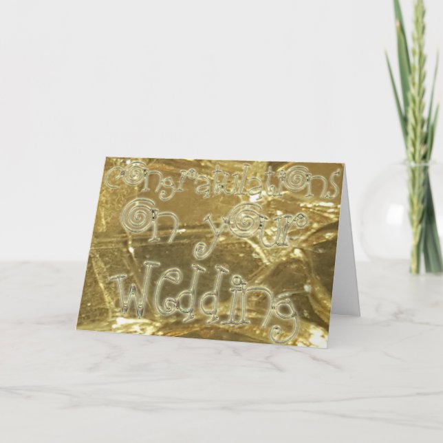 Congratulations Wedding Typography Gold Glitter Card (Front)