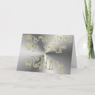 Congratulations Wedding Typography Gold Silver Card