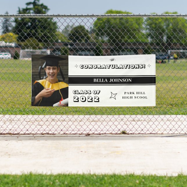 Congratulations White and Dark Monogram Banner (Insitu)