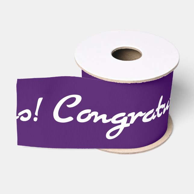 Congratulations White Casual Script Grosgrain Ribbon (Spool)