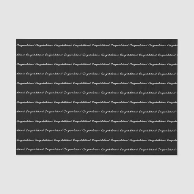 Congratulations! White Casual Script Repeating Tissue Paper (Front)