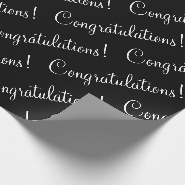 Congratulations White Script Wedding Gradulation Wrapping Paper (Corner)