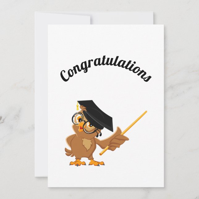 Congratulations wise owl graduation announcement (Front)