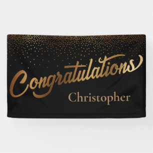 Congratulations with Gold Confetti on Black Banner