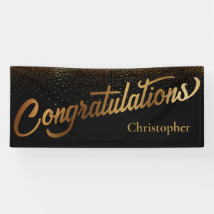 Congratulations with Gold Confetti on Black Banner
