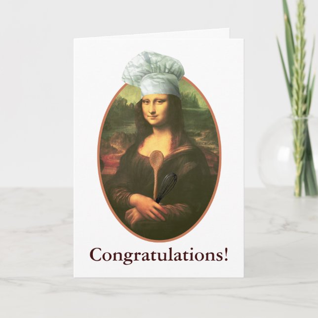 Congratulations with Mona Lisa Chef Card (Front)