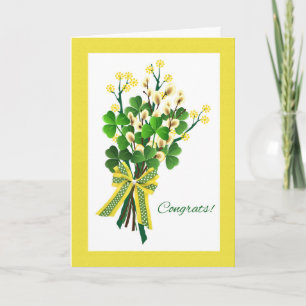Congratulations with Spring Shamrocks and Flowers Card